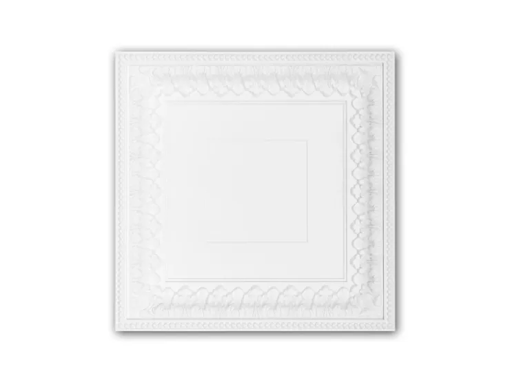 PROFHOME 157003 Deckenplatte Deckenelement Wandpaneel Stuckdekor, 60,0 cm x 60,0 cm x 7,0 cm Weiß* Deckenplatten
