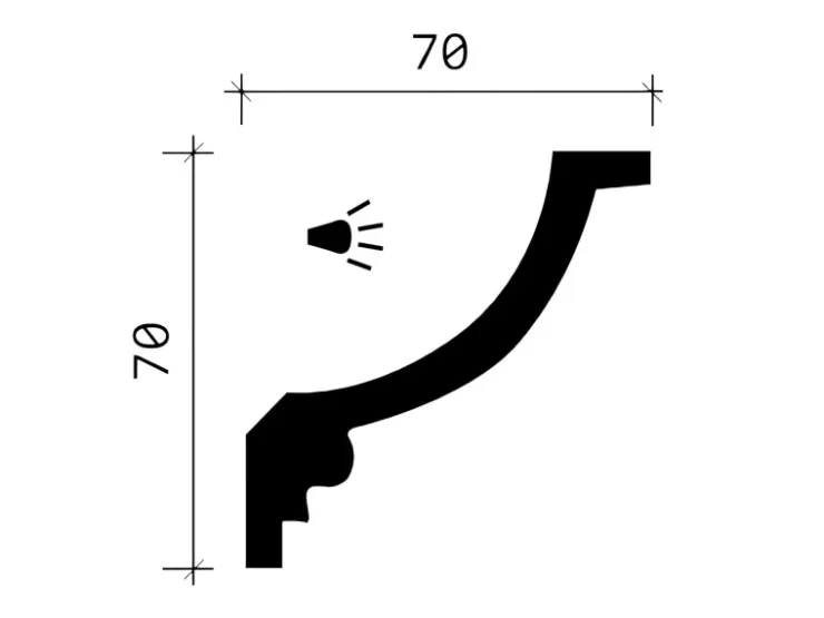 PROFHOME 150208 Eckleiste Zierleiste für indirekte Beleuchtung Stuckleiste 2 m 200 cm x 7 cm x 7 cm Weiß* Zierprofile