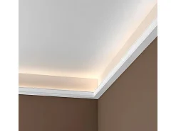PROFHOME 150226 Eckleiste Zierleiste für indirekte Beleuchtung Stuckleiste 2 m 200 cm x 5,5 cm x 5,5 cm Weiß* Zierprofile