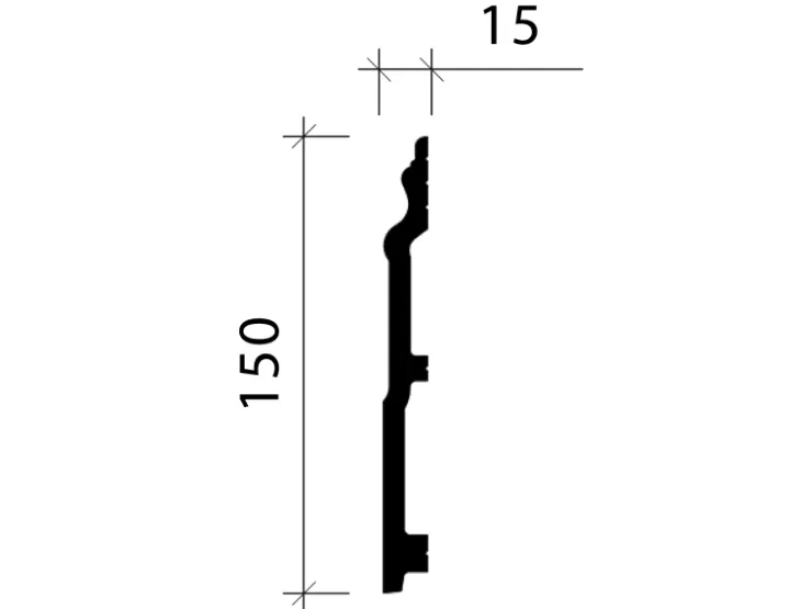 PROFHOME 653114 Sockelleiste Fußleiste Zierleiste Stuckleiste 2 m 200 cm x 1,5 cm x 15 cm Weiß* Zierprofile