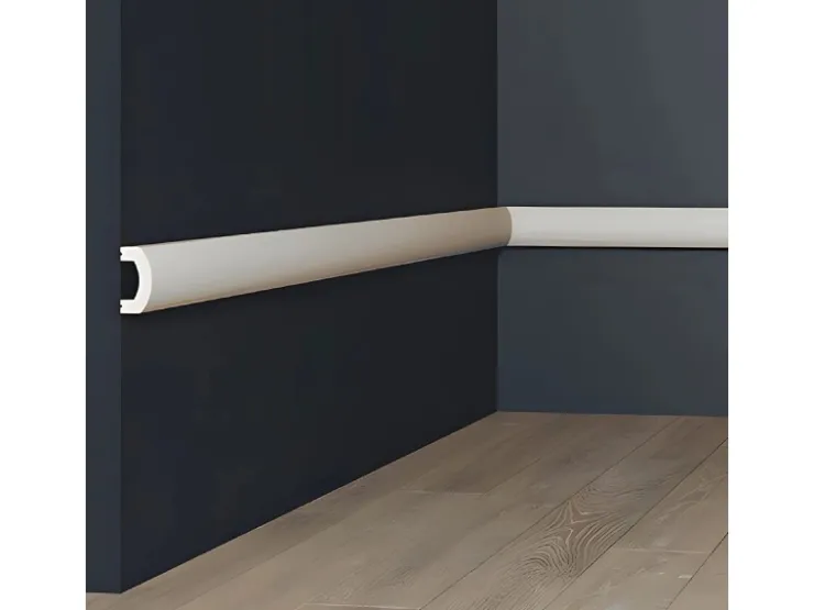 PROFHOME 651815 Wandleiste Friesleiste Zierleiste Stuckleiste 2 m 200 cm x 2 cm x 4 cm Weiß* Zierprofile