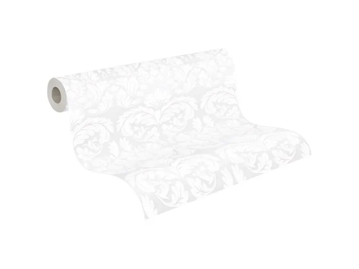PROFHOME 951361-GU Barock Tapete Ornament Matt Weiß 1,06 m x 25,00 m 26,50 m2 Weiß* Überstreichbare Tapeten