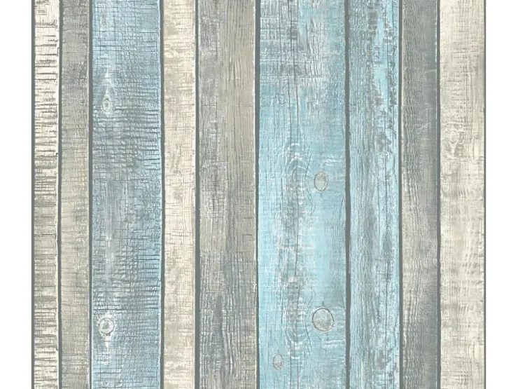 PROFHOME 319932-GU Holz Tapete Holzoptik Matt Blau Grau Creme 0,53 m x 10,05 m 5,33 m2 Blau