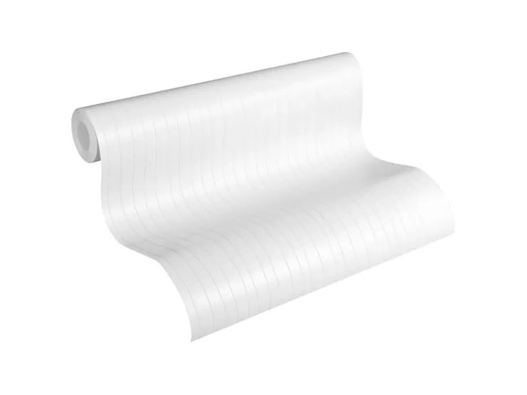 PROFHOME 320041-GU Streifen Tapete Design Matt Weiß 0,53 m x 10,05 m 5,33 m2 Weiß* Überstreichbare Tapeten