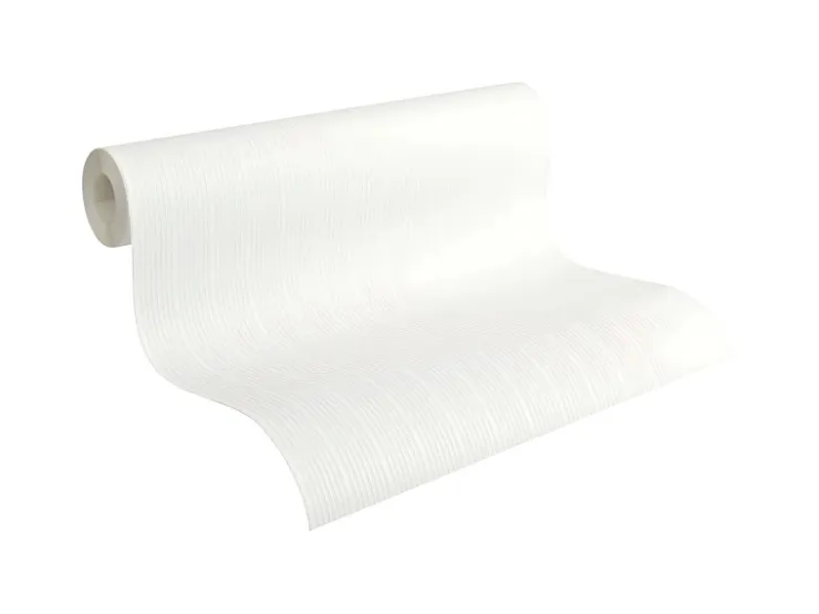 PROFHOME 644916-GU Streifen Tapete Struktur Matt Weiß 0,53 m x 10,05 m 5,33 m2 Weiß