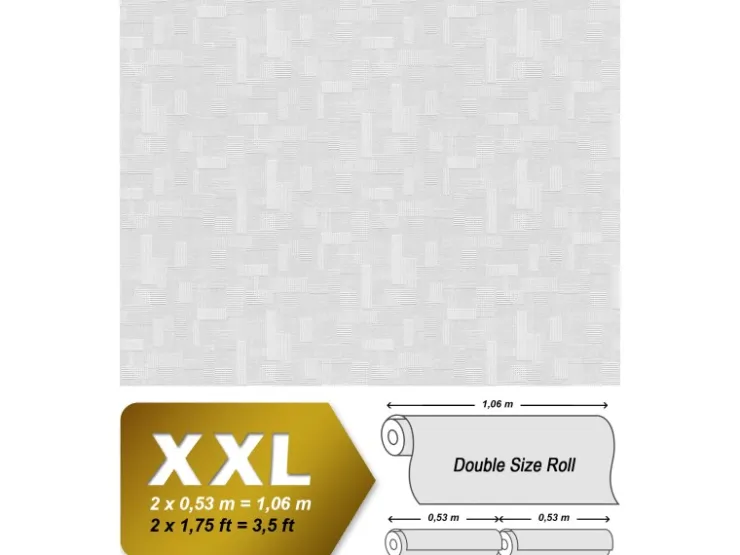 PROFHOME 262110-GU Struktur Tapete Geometrisch Matt Weiß 1,06 m x 25,00 m 26,50 m2 Weiß* Überstreichbare Tapeten