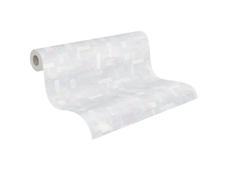 PROFHOME 262110-GU Struktur Tapete Geometrisch Matt Weiß 1,06 m x 25,00 m 26,50 m2 Weiß* Überstreichbare Tapeten