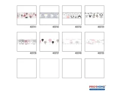 PROFHOME 403741-GU Tiermotiv Tapete Kindertapete Matt Rosa Grau Weiß 0,75 m2 0,15 m x 5,00 m 0,75 m2 Rosa* Bordüren