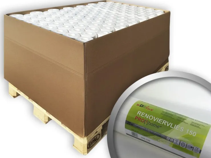 PROFHOME Renoviervlies 150 g Malervlies Anstrich-Vlies Weiß 1 Palette mit 80 Rollen 1500 m2 Weiß* Überstreichbare Tapeten