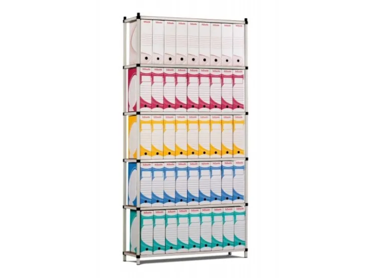 PROREGAL Aktenregal HxBxT 200 x 100 x 30 cm 6 Ebenen Spanplatten-Fachboden Fachlast 60 kg Bis Zu 66 Archivordnern mit Hebel Lichtblau-Lichtgrau* Büroregale