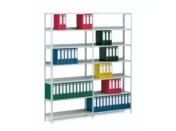PROREGAL Aktenregal Schraubsystem Grundregal HxBxT 150 x 100 x 30 cm 5 Ebenen Fachlast 60 kg Mit Deckboden Einseitig Nutzbar* Büroregale