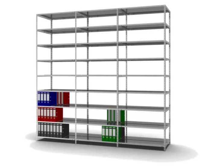 PROREGAL Aktenregal Schraubsystem Grundregal HxBxT 290 x 100 x 60 cm 9 Ebenen Fachlast 90 kg Mit Deckboden Beidseitig Nutzbar
