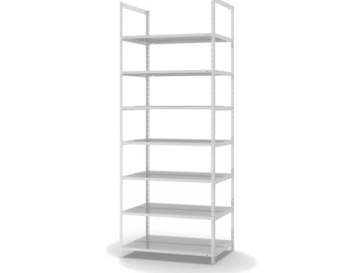 PROREGAL Aktenregal Schraubsystem Grundregal HxBxT 255 x 100 x 60 cm 7 Ebenen Fachlast 90 kg Ohne Deckboden Beidseitig Nutzbar* Büroregale