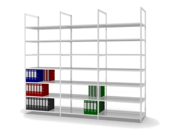 PROREGAL Aktenregal Schraubsystem Grundregal HxBxT 255 x 100 x 60 cm 7 Ebenen Fachlast 90 kg Ohne Deckboden Beidseitig Nutzbar* Büroregale