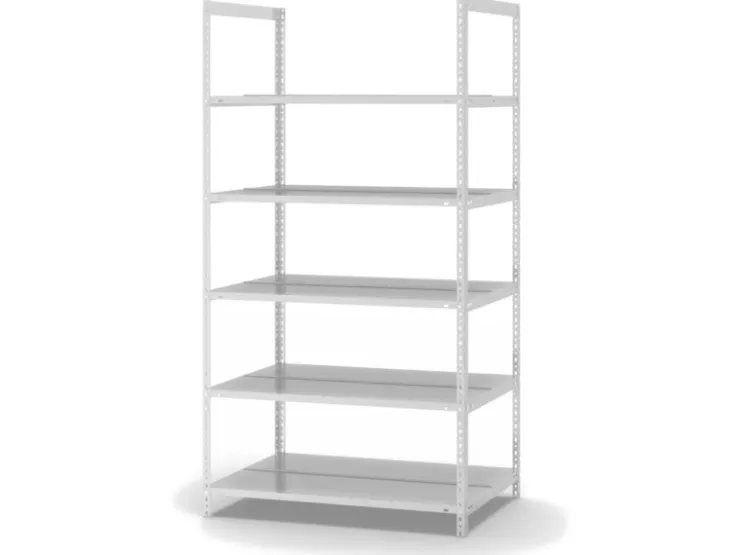 PROREGAL Aktenregal Schraubsystem Grundregal HxBxT 185 x 100 x 60 cm 5 Ebenen Fachlast 90 kg Ohne Deckboden Beidseitig Nutzbar
