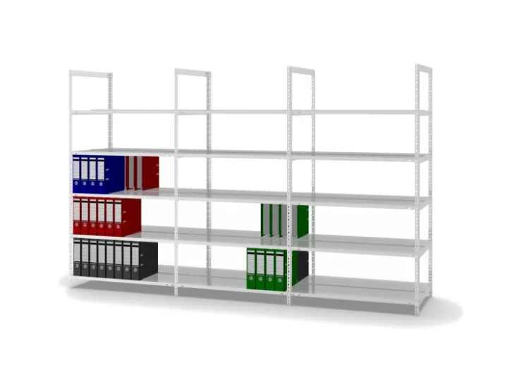 PROREGAL Aktenregal Schraubsystem Grundregal HxBxT 185 x 100 x 60 cm 5 Ebenen Fachlast 90 kg Ohne Deckboden Beidseitig Nutzbar