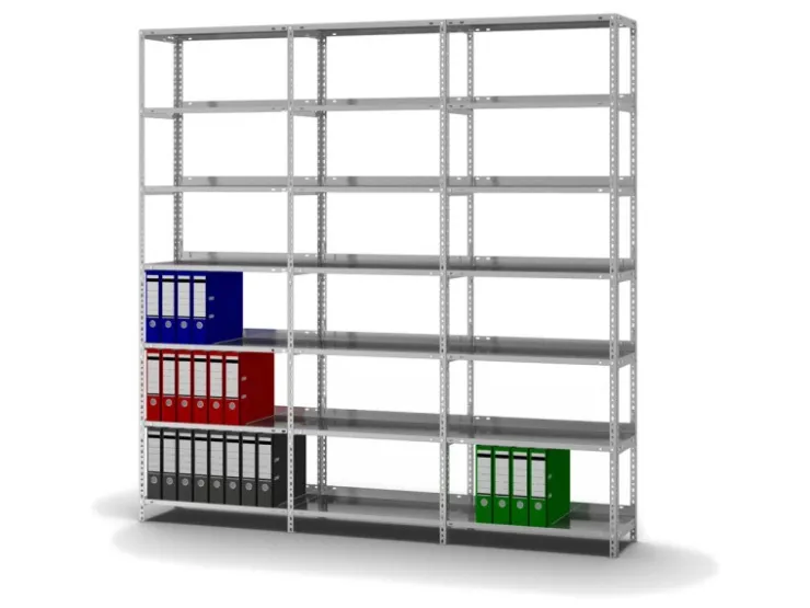 PROREGAL Aktenregal Schraubsystem Grundregal HxBxT 220 x 75 x 30 cm 7 Ebenen Fachlast 60 kg Mit Deckboden Einseitig Nutzbar