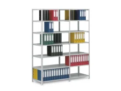 PROREGAL Aktenregal Schraubsystem Grundregal HxBxT 185 x 100 x 60 cm 6 Ebenen Fachlast 90 kg Mit Deckboden Beidseitig Nutzbar* Büroregale
