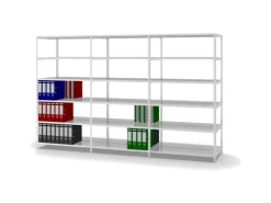 PROREGAL Aktenregal Schraubsystem Grundregal HxBxT 185 x 100 x 60 cm 6 Ebenen Fachlast 90 kg Mit Deckboden Beidseitig Nutzbar* Büroregale