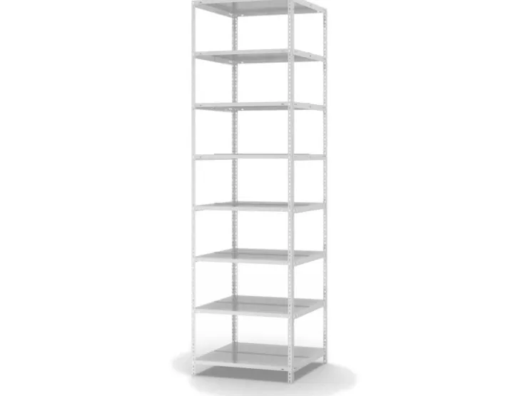 PROREGAL Aktenregal Schraubsystem Grundregal HxBxT 255 x 75 x 60 cm 8 Ebenen Fachlast 90 kg Mit Deckboden Beidseitig Nutzbar* Büroregale