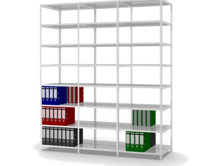 PROREGAL Aktenregal Schraubsystem Grundregal HxBxT 255 x 75 x 60 cm 8 Ebenen Fachlast 90 kg Mit Deckboden Beidseitig Nutzbar* Büroregale