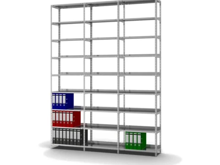 PROREGAL Aktenregal Schraubsystem Grundregal HxBxT 290 x 75 x 30 cm 9 Ebenen Fachlast 60 kg Mit Deckboden Einseitig Nutzbar