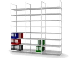 PROREGAL Aktenregal Schraubsystem Grundregal HxBxT 290 x 100 x 60 cm 8 Ebenen Fachlast 90 kg Ohne Deckboden Beidseitig Nutzbar* Büroregale