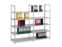 PROREGAL Aktenregal Schraubsystem Grundregal HxBxT 185 x 100 x 60 cm 5 Ebenen Fachlast 90 kg Ohne Deckboden Beidseitig Nutzbar* Büroregale
