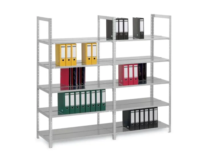 PROREGAL Aktenregal Schraubsystem Grundregal HxBxT 220 x 100 x 60 cm 6 Ebenen Fachlast 90 kg Ohne Deckboden Beidseitig Nutzbar