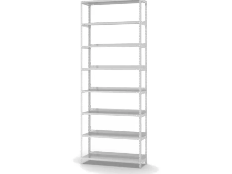 PROREGAL Aktenregal Schraubsystem Grundregal HxBxT 255 x 100 x 30 cm 8 Ebenen Fachlast 60 kg Mit Deckboden Einseitig Nutzbar