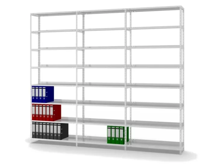 PROREGAL Aktenregal Schraubsystem Grundregal HxBxT 255 x 100 x 30 cm 8 Ebenen Fachlast 60 kg Mit Deckboden Einseitig Nutzbar