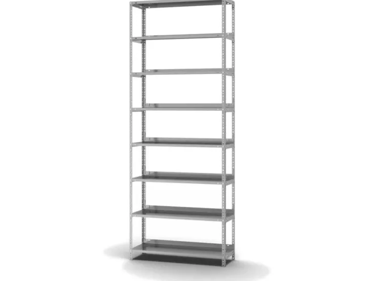 PROREGAL Aktenregal Schraubsystem Grundregal HxBxT 255 x 100 x 30 cm 8 Ebenen Fachlast 60 kg Mit Deckboden Einseitig Nutzbar* Büroregale