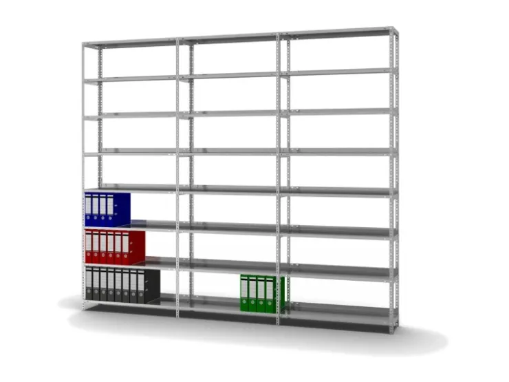 PROREGAL Aktenregal Schraubsystem Grundregal HxBxT 255 x 100 x 30 cm 8 Ebenen Fachlast 60 kg Mit Deckboden Einseitig Nutzbar* Büroregale