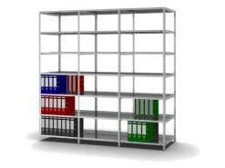 PROREGAL Aktenregal Schraubsystem Grundregal HxBxT 220 x 75 x 60 cm 7 Ebenen Fachlast 90 kg Mit Deckboden Beidseitig Nutzbar* Büroregale