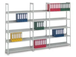 PROREGAL Aktenregal Schraubsystem Grundregal HxBxT 220 x 100 x 30 cm 6 Ebenen Fachlast 60 kg Ohne Deckboden Einseitig Nutzbar