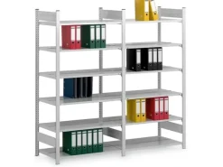 PROREGAL Aktenregal Stecksystem T-Profil Grundregal HxBxT 175 x 75 x 60 cm 5 Ebenen Fachlast 90 kg Beidseitig Nutzbar