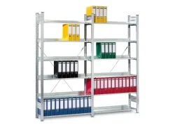 PROREGAL Aktenregal Stecksystem T-Profil Grundregal HxBxT 200 x 100 x 30 cm 6 Ebenen Fachlast 60 kg Einseitig Nutzbar* Büroregale
