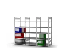 PROREGAL Aktenregal Stecksystem T-Profil Grundregal HxBxT 175 x 75 x 60 cm 5 Ebenen Fachlast 90 kg Beidseitig Nutzbar* Büroregale