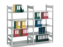 PROREGAL Aktenregal Stecksystem T-Profil Grundregal HxBxT 175 x 100 x 60 cm 5 Ebenen Fachlast 90 kg Beidseitig Nutzbar
