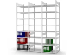 PROREGAL Aktenregal Stecksystem T-Profil Grundregal HxBxT 270 x 75 x 60 cm 8 Ebenen Fachlast 90 kg Beidseitig Nutzbar