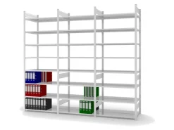 PROREGAL Aktenregal Stecksystem T-Profil Grundregal HxBxT 270 x 100 x 60 cm 8 Ebenen Fachlast 90 kg Beidseitig Nutzbar* Büroregale