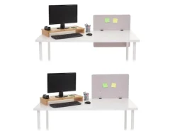 PROREGAL Akustik-Tischtrennwand HxBxT 60x65x2 cm Doppelwandig Stoff Büro-Sichtschutz Schreibtisch Pinnwand