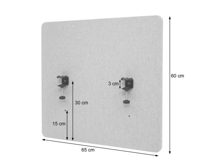 PROREGAL Akustik-Tischtrennwand HxBxT 60x65x2 cm Doppelwandig Stoff Büro-Sichtschutz Schreibtisch Pinnwand* Pinnwände