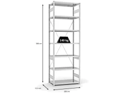 PROREGAL Antibakterielles Fachbodenregal Stecksystem T-Profil HxBxT 300 x 100 x 50 cm 7 Ebenen Traglast 140 kg Antibakterielle Beschichtung Weiß