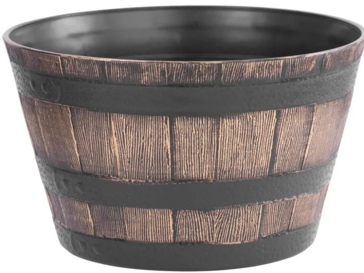 PROREGAL Blumentopf Holz-effekt, 39x28cm, Gold* Vasen