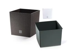 PROREGAL Blumentopf Rattan Quadrat 320x320x 325mm 32Lit Rato Niedrig Braun* Vasen