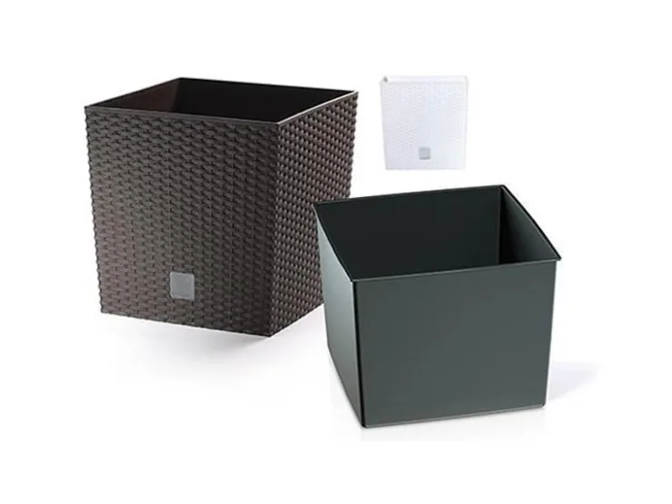 PROREGAL Blumentopf Rattan Quadrat 320x320x 325mm 32Lit Rato Niedrig Braun* Vasen