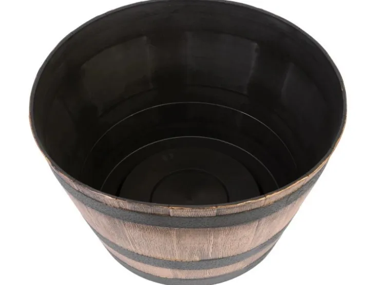 PROREGAL Blumentopf 50x30cm Holz-effekt, Fass