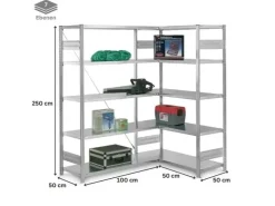 PROREGAL Eckregal Stecksystem T-Profil HxBxT 300 x 100 x 50 cm 7 Ebenen Traglast 124 kg* Eckregale