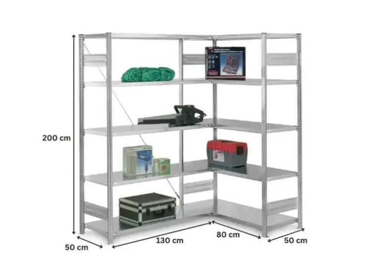 PROREGAL Eckregal Stecksystem T-Profil HxBxT 200 x 130 x 50 cm 5 Ebenen Traglast 124 kg